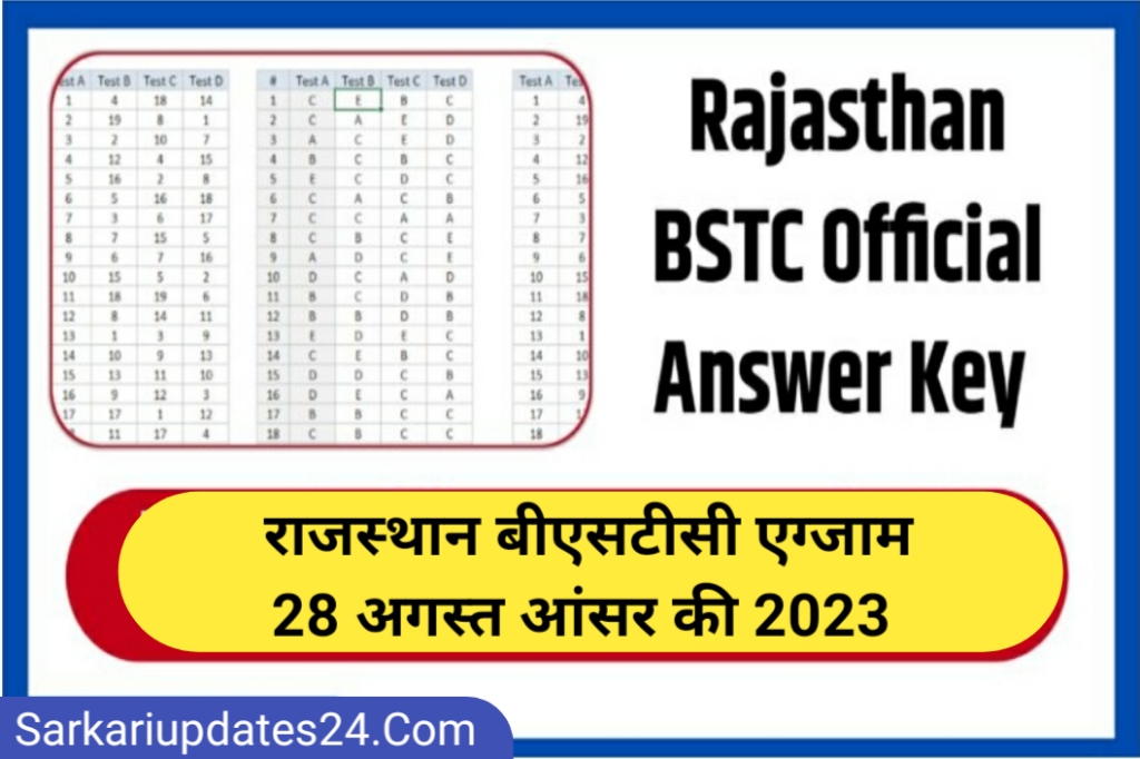 Raj BSTC Exam 28 August Answer key 2023